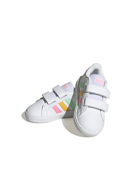 Adidas Grand Court Lifestyle Hook And Loop Shoes White Multicolor Infant ADIDAS CORE | Sneakers | HP8917-